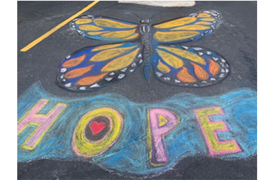 Mary Immaculate Butterfly chalk drawing